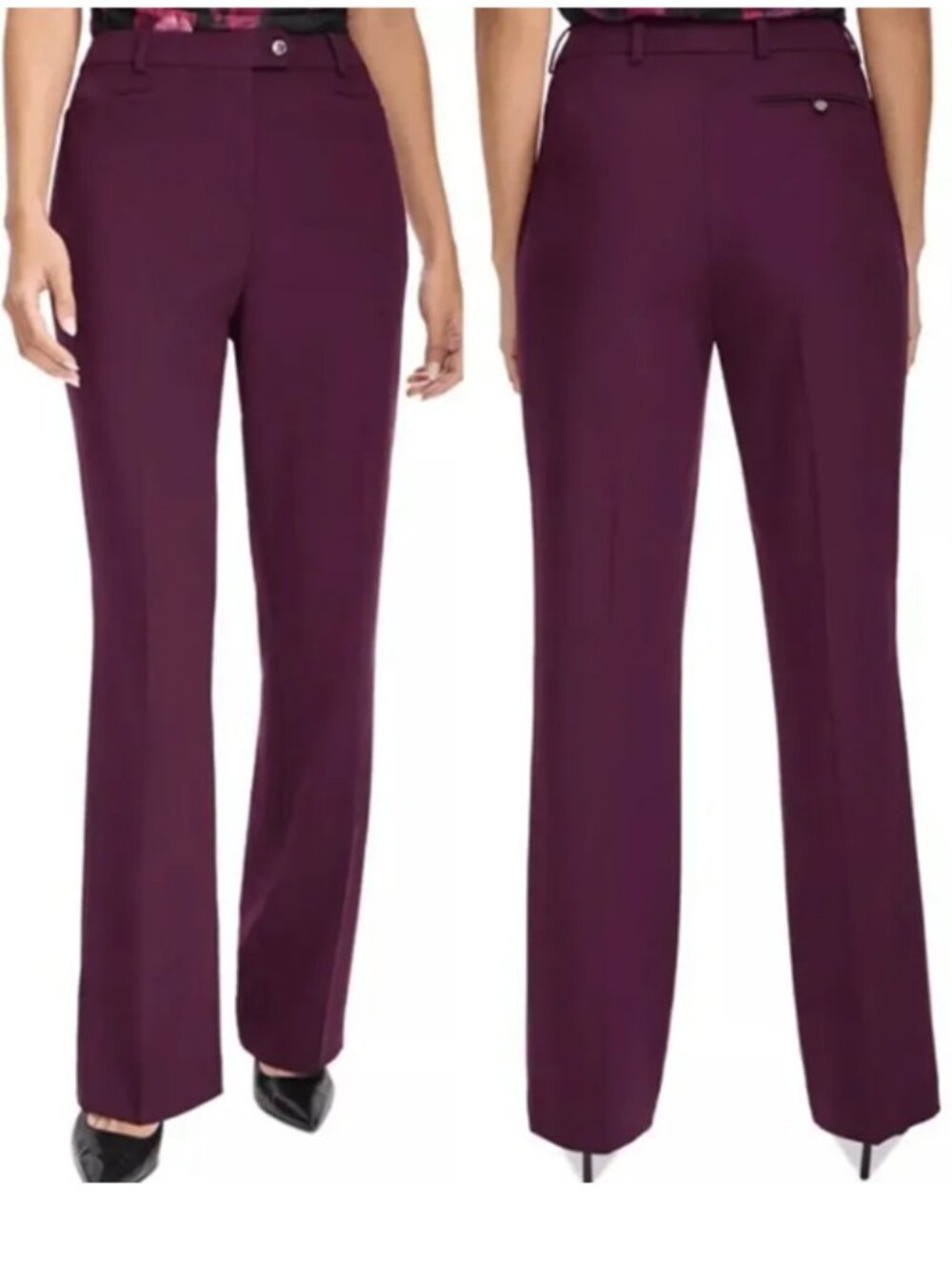 Calvin Klein Women's Flared Aubergine Dress Pants 10